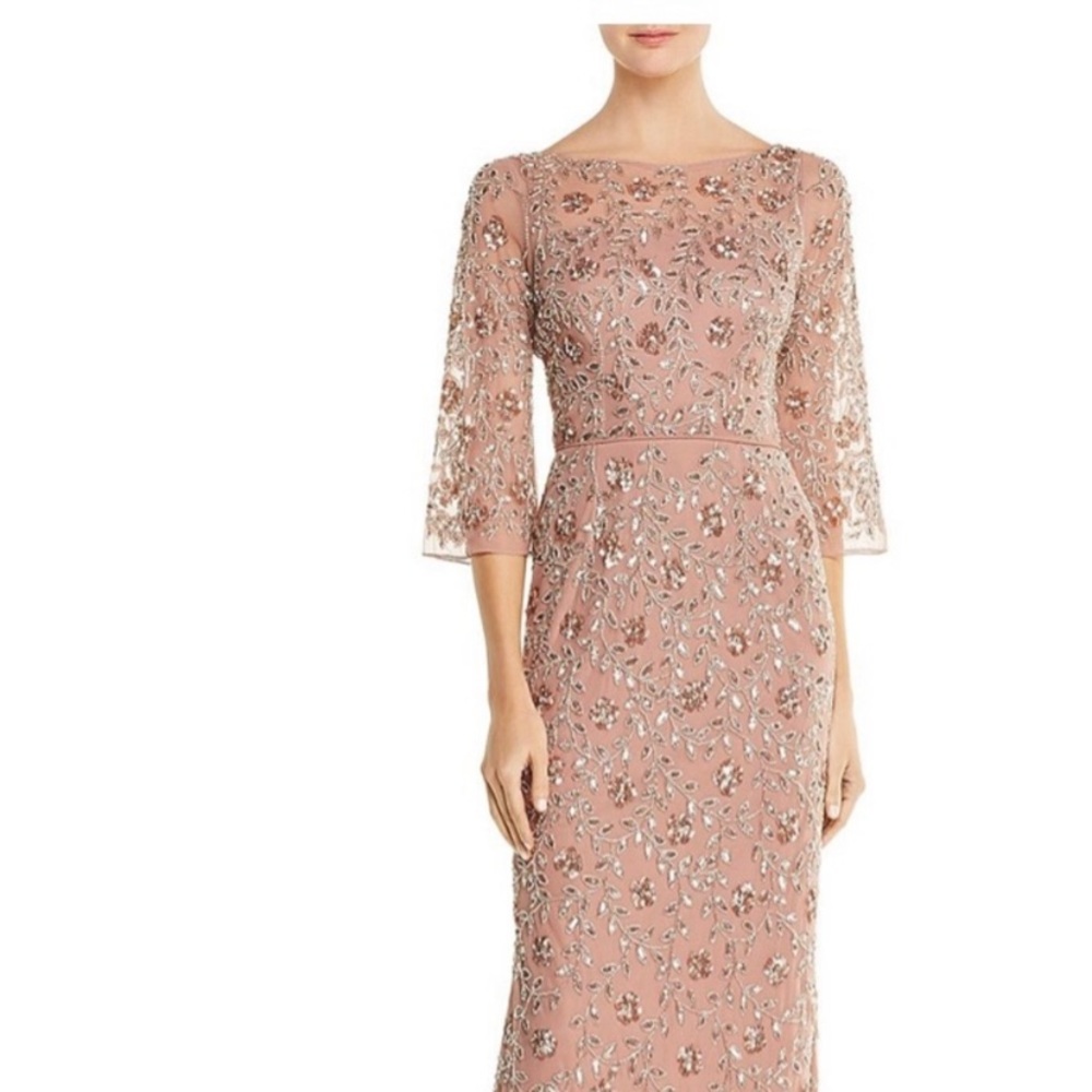 Aidan mattox long sleeve beaded dress
